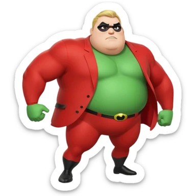 green fat mr incredible farting with giant green fart cloud sticker