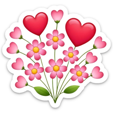 Flowers and hearts sticker