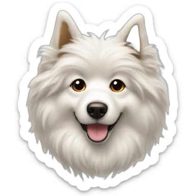 A white fluffy dog with long brownish flappy ears sticker
