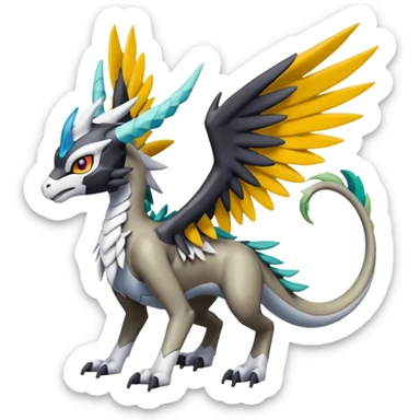 Meloetta-Wargreymon-Dutch-Angel-Dragon-Silvally-Kyurem-Trico-Pokémon-Digimon-Fakémon-fusion-hybrid-creature sticker