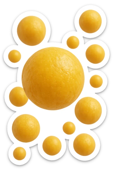 cellule di grasso gialle (adipociti) fluttuano in aria, iperrealistico 4k sticker