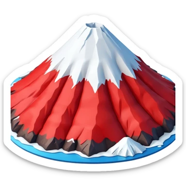 Create a 3D Mount Fuji with red color. There must be no clouds on top. sticker