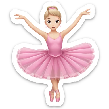 A graceful ballerina in a pink tutu, spinning lightly with arms curved elegantly with her legs
 sticker