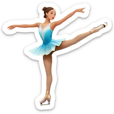 An colorful icon featuring a graceful figure skater performing a spin on the ice. The background includes a grand ice rink palace with shining spotlights and cheering spectators in the stands. Transparent background highlights the elegance and artistry of figure skating sticker