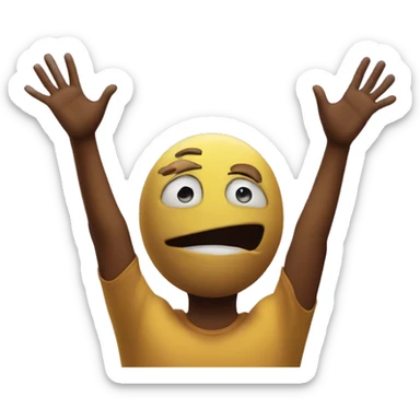 emoji face looking up to the sky in distress with two hands in the air  sticker