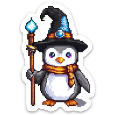 magical penguin wizard sticker