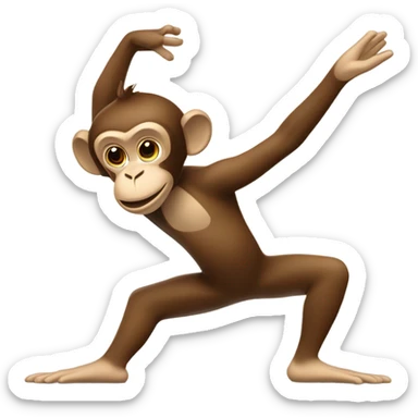 Monkey doing the downward dog yoga pose sticker