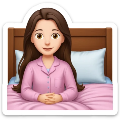 happy long haired brunette girl hazel eyes in light pink watching seinfeld sticker