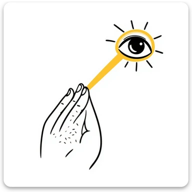 A normal human eye emitting a golden ray that touches normal human skin, showing renewal and regeneration sticker