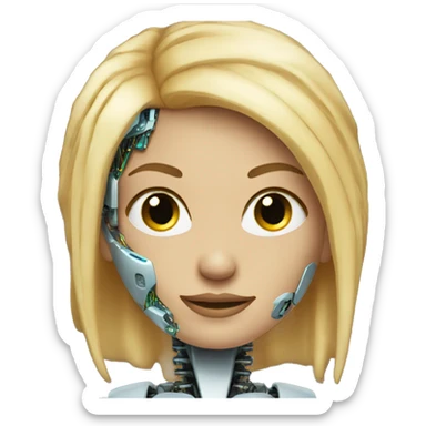 Head of female cyborg with blonde hair and circuits sticker
