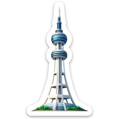 Cinematic Realistic N Seoul Tower Landmark Emoji, showcasing a futuristic tower with panoramic views rendered with sleek textures and vibrant, modern lighting. sticker