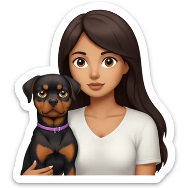 Latina with long dark brown hair and her pet Rottweiler sticker