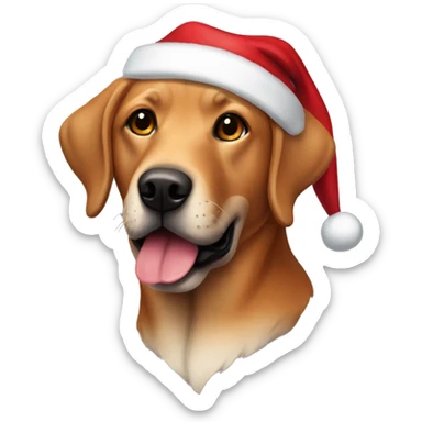Dark foxred labrador with santa clause hat sticker