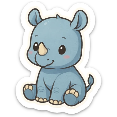 cute blue baby rhinoceros sticker