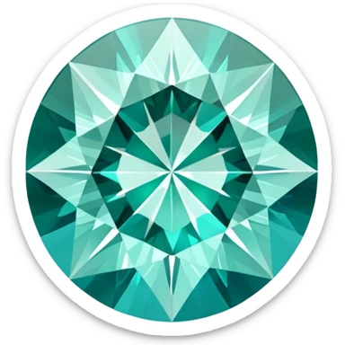 Precision round cut grandidierite gemstone with aqua blue-green color and gleaming facets sticker