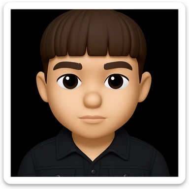 Change the character's outfit to a black denim jacket, keeping the 3D emoji style look unchanged. The style is microsoft style 3d fluent emojis, so maintain that 3D emoji appearance while updating the outfit to a black denim jacket. sticker