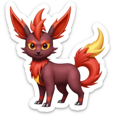 Pastel iridescent exotic colorful Darkrai-Scizor-Flareon-fusion with fiery horns and a Mohawk  sticker