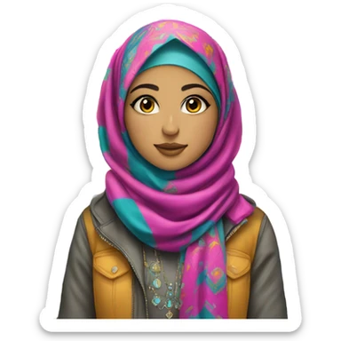 Arabic girl outfit K-pop crazy colour hair hijab sticker