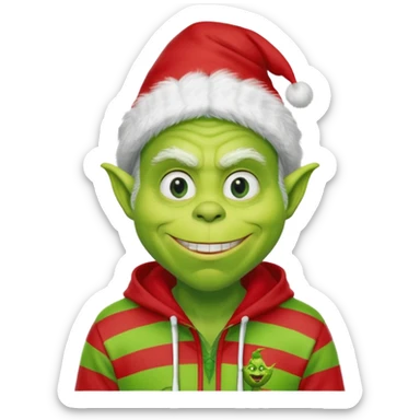 Create an avatar of white european male in hoodie with ``BST`` letters on it. make him look like grinch from movie sticker