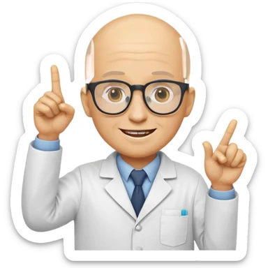 Nerd scientist emoji that with those 🤓👆🥼 but you have to make the head exactly like this 🤓without hair just yellow bald head like a normal emoji  sticker