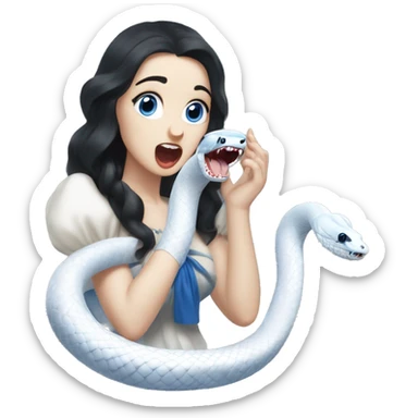 Picture a snow white snake, the color of the chishui is only white and that's it. She has blue snake eyes with a black vertical slit. She opens her mouth and hisses sticker