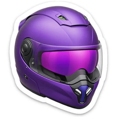 Créer un emoji avec une moto mt07 sport noir mate / violet iridescent très foncé. Avec une pilote dessus visière violet sombre faceless, bulle de la moto violet. Avec fond arrière violet, tenue complète casque inclus violet  sticker