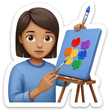 person quietly painting on canvas sticker
