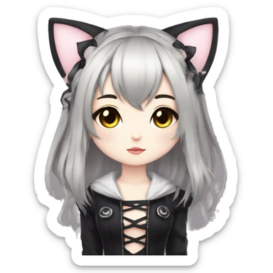 Edgy Kawaii Cute Cool Beautiful Elegant Pretty Anime Gothic Catgirl sticker