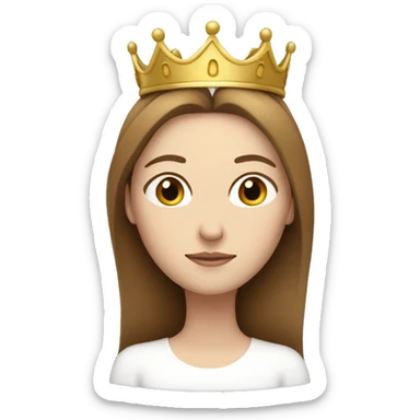 White girl with closed eyes and crown and brown hair sticker