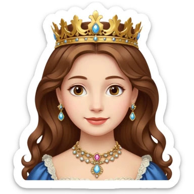 A younger Victorian queen with rosy cheeks, ornate jewelry, and gentle smile.
 sticker