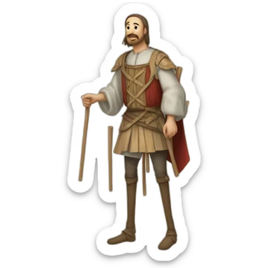A person who walks on stilts, walking medeival fair sticker