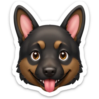 cartoon style dark German Shepherd dog withlonger tongue hanging out  sticker