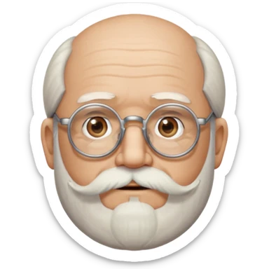An old man with a beard and glasses and a little bit of hair on top named phillis sticker