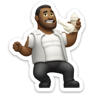 Man with a whip cream bottle sticker