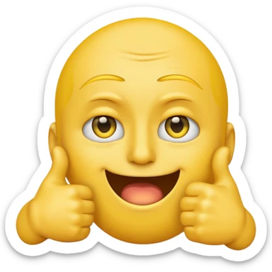 Original yellow Emoji face stressed out with one eye half open quivering out of anxiety and a singular thumbs up sticking out. . The right eye needs to be half closed your fucking dumb  sticker