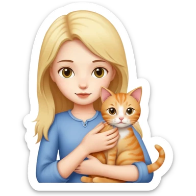 a girl with a cat sticker