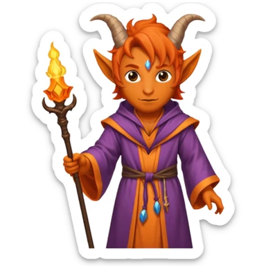 wizard thiefling with orange skin sticker