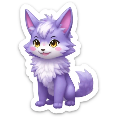 Anthro Scalie Fluffy Cool Cute Magical Shiny Colorful Pastel Sparkle Kemono-style Chibi Fantasy-Animal-Fakémon-Pokémon-Hybrid Fur Sona Aesthetic Full Body sticker