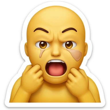 yellow emoji choking himself out in anger sticker