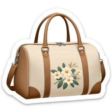 A sports bag with a pale beige print in a small flower sticker