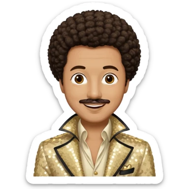 William Powell from The O'Jays with light tan skin, dark brown afro hair, cream sequin outfit sticker