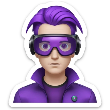 Cyberpunk man fappy head 3d puruple cyber VR -glasses only face sticker