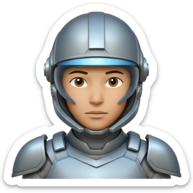 futuristic armored soldier human portrait, head and shoulders only, South Asian facial features, helmet visor, sci-fi armor details, 3D cartoon, mobile game icon style, clean background, no text, no watermark
 sticker
