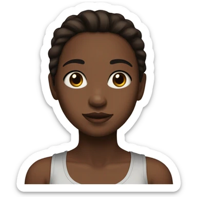 girl with brown hair and eyes, slightly dark skin, straight medium length hair, black tank top with straps sticker