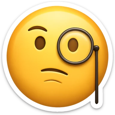 face with monocle emoji, digital illustration, no background sticker