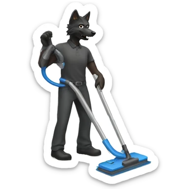 Black wolf vacuuming sticker