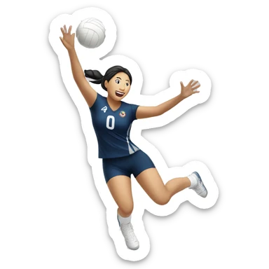 asian female volleyball player jumping spike sticker