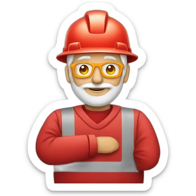 Industrial professional senior mechanical assembler working on the assembly of heavy machinery with a red outfit sticker