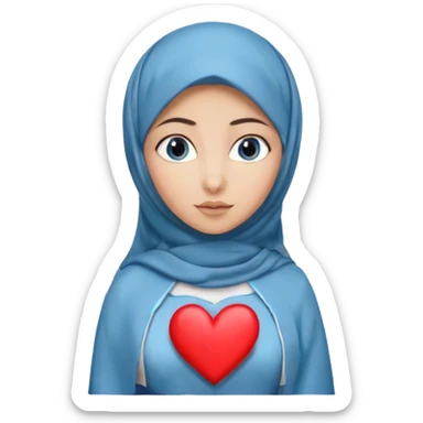 Turkish beautiful finish Konya girl blue eyes with hijab and long tail heart design dress sticker