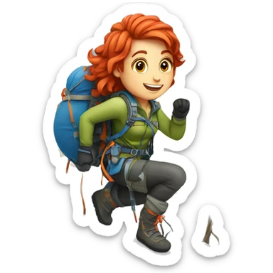 Female winter mountain climber red hair climbing with Greek flag Easter eggs sticker